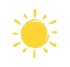 the sun is drawn in yellow on a white background