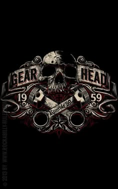 a skull and wrenches with the word fear head on it's chest, in front of a black background