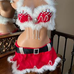 Bra Size 34b, Skirt Is One Size Fits Most. Comes With Cute Matching Santa Hat! White And Red Hair Color, Festive Red Fitted Skirt, Red Festive Holiday Skirt, Red Holiday Festive Skirt, Festive Red Holiday Skirt, Fitted Red Skirt For Holiday, Fitted Holiday Skirt, Red Skirt For Christmas Holiday, Red Christmas Skirt For Festive Occasions