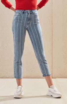 Pacsun Mom Jeans, Full Length Jeans, Blue Mom Jeans, Black Mom Jeans, All Jeans, Painted Jeans, Cropped Flare Jeans, Window Pane, Striped Jeans