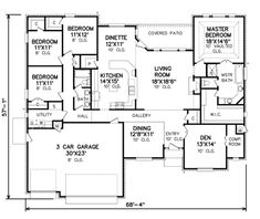 the first floor plan for a home with three bedroom and an attached living room area