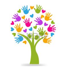 colorful tree with hands and hearts on white background stock photo - image 399784