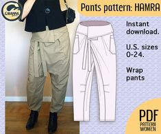 the pants pattern has been designed for women