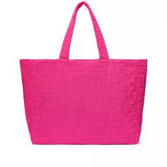 Our Take On The Terrycloth Trend, This Bright Bag Features A Unique Logo Pattern In A Soft-Touch Texture, Perfect For The Beach And Beyond. Strap Drop: 9.9" 18" L X 4.75" W X 15" H Partially Made From Recycled Materials Brand New Bright Bag, Fringe Tote Bag, Cooler Tote Bag, Victoria Secret Tote Bags, Tote Outfit, Straw Tote Bag, Red Tote, Pink Tote Bags, Weekender Tote Bag