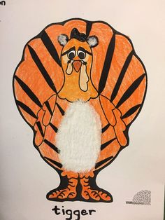 a drawing of a turkey with the words tiger on it