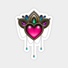 a sticker with a heart in the middle and an ornate design on it's side