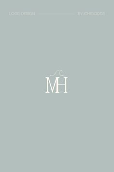 the letter mh is shown in white on a light blue background with an elegant monogram