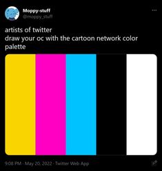 a tweet with the caption that reads, artists of twitter draw your oc with the cartoon network color palette