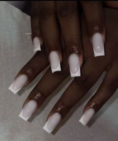 White In White Nails, Milky White Nails Acrylic French Tip, White Acrylic Nails With White Tip, Milky White Nails White Tip, Natural White Acrylic Nails, White French Tip Nails White Base, Milky White Gel X Nails, White Designs Acrylic Nails, French Tips Classic