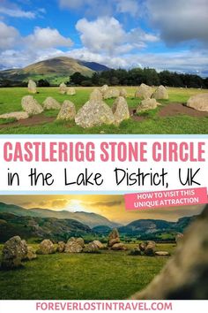 the castlerigg stone circle in the lake district, uk with text overlay