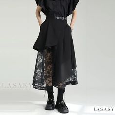 Lasaky - High-Waisted Irregular Mesh Patchwork Midi Skirt - Stylishly Unique and Fashionable Tule Rok, Gonna In Tulle, Cotton Skirts, Skirts Summer, Unique Skirts, Asymmetrical Midi Dress, High Waisted Maxi Skirt, Gothic Rock, فستان سهرة