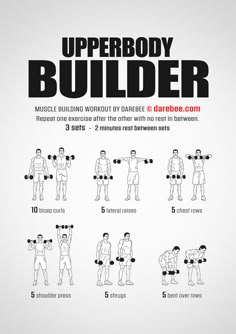 the upper body builder poster shows how to use dumbbells