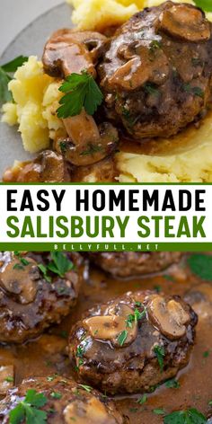 Craving comfort food? This Easy Homemade Salisbury Steak recipe is ready in 30 minutes! Juicy hamburger patties cooked in rich gravy over mashed potatoes. Perfect for busy weeknight dinners and quick and easy meals for tonight! Make With Ground Beef, Homemade Salisbury Steak, Christmas Main Dishes, Frozen Steak, Healthy And Unhealthy Food, Salisbury Steak Recipes, Family Friendly Dinners, Tv Dinner, Ground Beef Recipes For Dinner