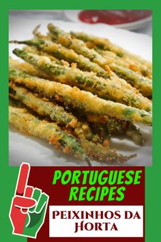 the cover of portuguese recipe book shows fried asparagus