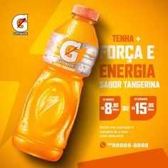 a bottle of gatorade on an orange background