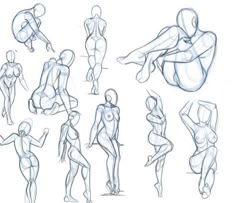 a bunch of different poses and body shapes