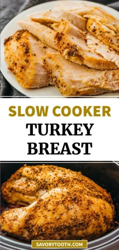 the slow cooker turkey breast is ready to be cooked