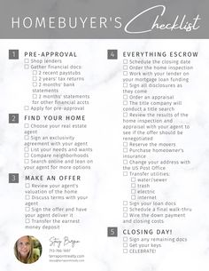 the home buyer checklist is shown in grey and white, with text overlaying it