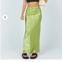 Never Worn Midi Skirt Princess Polly Exclusive Slim Fitting 100% Polyester Printed Design Soft Silky Material High Waisted Slim Elasticated Waistband Half Lined Fits With Skirts, Green Fits, Green Skirt, Princess Polly, Printed Design, Green Colors, Maxi Skirt, Midi Skirt, Womens Skirt