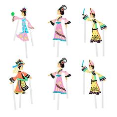 four different images of women dressed in costume and holding lollipops on sticks