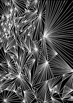 an abstract black and white background with many stars in the sky, as well as lines