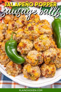 jalapeno popper sausage balls on a white plate