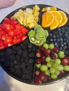 a platter filled with different types of fruit