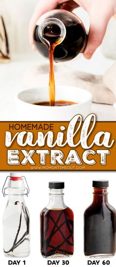 an advertisement for homemade vanilla extra syrup