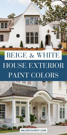 A well-chosen exterior paint color can completely elevate your home's look. Beige and white house exterior paint colors create a clean, stylish, and inviting feel that works beautifully on any house. Whether you're updating your current space or building a new one, these shades will never go out of style. Discover how this classic combo can bring your home to life. #houseexteriors #paintcolors #beigeandwhite Taupe Exterior Trim, Cream House Exterior Color Combos, White House Exterior Paint Colors, Beige Exterior House Colors, Cream House Exterior, Beige House Exterior, White House Exterior, Cream Colored Houses, Best Exterior House Paint