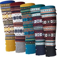 PRICES MAY VARY. Sufficient with Your Needs: you will receive 5 pairs of winter leg warmers in 5 colors, you can mix and match them with various outfits, providing a stylish accessory that keeps you warm in winter, and you also can share them with your friend or family to show your care Made for Comfortable: our winter long leg warmers are made with 35% wool and 65% acrylic, soft and long lasting; They are not easy to deform, ensuring long lasting wear and retaining their shape and color after m Casual Winter Festival Leg Warmers, Winter Festival Leg Warmers, Fitted Multicolor Leg Warmers For Winter, Multicolor Knitted Leg Warmers For Winter, Long Leg Warmers, Bohemian Style Design, Crochet Leg Warmers, Winter Headband, Overall Outfit