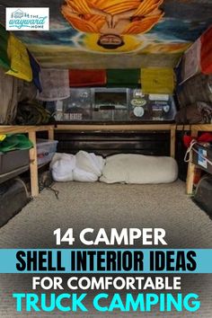 Truck Living Ideas, Truck Camper Topper, Truck Shell Camping Ideas, Diy Truck Topper Camper, Camper Topper Truck Camping, Living In Truck Camper, Truck Camping Organization, Diy Truck Camping, Camping In A Truck Bed