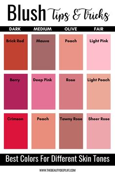 Medium Skin Tone Makeup Looks, Blush For Warm Undertones, Eyeshadow For Medium Skin Tone, Which Blush Is Best For Me, Blush Skin Tone, Colors For Light Olive Skin Tone, Blush Skin Tone Chart, Best Blush For Olive Skin Tone, Tan Skin Eyeshadow