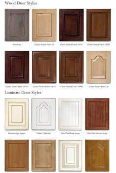 wood door styles for different types of cabinets and doors, including the top one with an arched