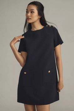 English Factory Short-Sleeve Crew-Neck Shift Mini Dress | Anthropologie Elegant Evening Gowns, Shift Mini Dress, English Factory, Unique Styles, Mini Shift Dress, Unique Dresses, The English, Accessories Home, Dream Wardrobe