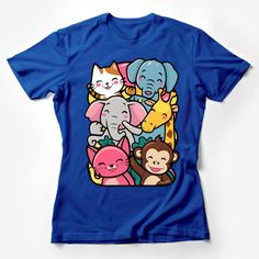 Kids Animal Cartoon T-Shirt, Cute Jungle Friends Graphic Tee, Vibrant Children's Clothing, Unisex Top for Toddlers Female T-Shirt Custom graphic T-Shirt.Customize your color Friends Graphic, Geek Chic Fashion, Toddler Top, Character Graphic, Cartoon T Shirt, Animal Cartoon, Cat Tee, Funny Graphic Tees, Funny Halloween Costumes