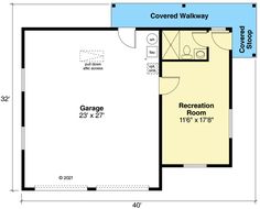 a floor plan for a house with an attached garage