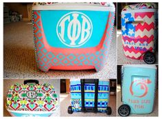 Hand Painted Cooler 12 or 28 quarts by thegirlsinpearls on Etsy Hand Painted Coolers, Sorority Crafts