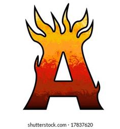 fire font with flames on the bottom and upper letter in red, yellow and orange