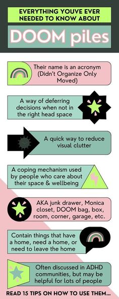 Learn to love the DOOM pile as more than just a clutter trap with our insightful tips. This post delves into how individuals with ADHD can use DOOM piles to their advantage, providing practical steps to manage and even capitalize on this unique organizing style. #ADHDManagement #LifeHacksOrganization Asd Spectrum, The Doom, Learn To Love