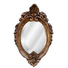 an ornate gold framed mirror on a white background