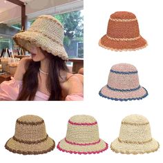 Colors: Beige Scallop Edge, Scalloped Edge, Sun Hat, Straw Hat, Hand Crochet, Crochet Clothes, Sun Hats, Hot Pink, Straw