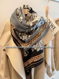 Scarf Care: Please do not wash the scarf, spot clean or cashmere professionals only.     Item description: Size: 53 inches x 53 inches (135cm x 135cm) Material: 70% cashmere 30% silk Weight: 175 gram  Print on one side of the scarf. Hand rolled on the 4 edges, so the size could be 1 inch difference. Made in China, no brand label.   Shipping & Postage: Standard SpeedPAK, 15-20 working days delivery time Postage Free Fedex express, 7-10 working days delivery time Postage $19.99   Return & Refund We will give full refund through Paypal for the items you are unhappy with. Postage is not refundable. The return address is included on the business card inside the parcel. Returned items must be posted within 7 days of receipt. Scarf Wearing, Scarf Wearing Styles, Stylish Scarves, Scarf Vintage, Scarf Women Fashion, Ageless Style, Brand Label, Wrap Scarf, Fedex Express