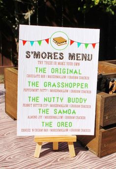 there is a sign that says smores menu