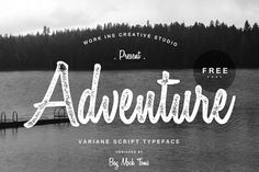 the adventure typeface is displayed in black and white