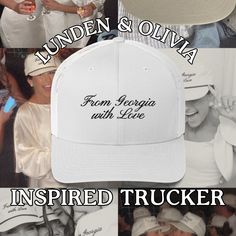 Lunden & Olivia Wedding Inspired Trucker Hat // EMBROIDERED White Wedding Hat // Wedding Merch, Favors // Bachelorette Gift - Etsy Customizable White Flat Brim Trucker Hat, Fitted White Trucker Hat, White Fitted Trucker Hat, Adjustable Trucker Hat For Wedding, Fitted Trucker Hat With Curved Brim, Personalized White Wedding Hat, White Wedding Hats One Size Fits Most, White Wedding Hats, One Size Fits Most, Wedding Snapback Trucker Hat