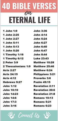 a poster with the words, 40 bible verses on eternal life in pink and blue