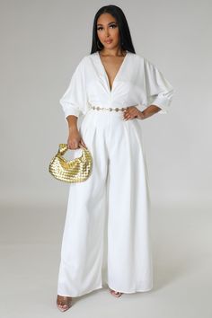 Pearson Belted Palazzo Jumpsuit - MY SEXY STYLES Palazzo Jumpsuit, Chiffon Jumpsuit, Birthday Inspiration, All White Party, Evening Jumpsuit, Plus Size Gowns, Silk Outfit, Plus Size Jumpsuit, White Party