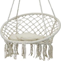 Sunnydaze Macrame Hanging Hammock Chair with Tassels and Cushion - Indoor/Outdoor Use Rope Hammock Chair, Macrame Hammock Chair, Outdoor Hammock Chair, Rope Macrame, Macrame Hammock, Rope Chair, Rope Hammock, Hanging Hammock Chair, Outdoor Hammock