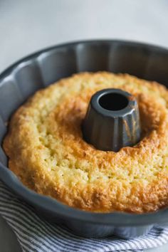 a bundt cake in a pan on a table