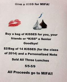 a sign that says give a kiss for miffa